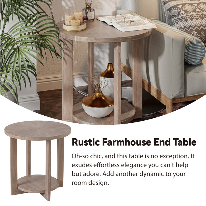 Loon Peak® Gunnison Rustic Farmhouse Round Table with Storage Shelf & Reviews Wayfair